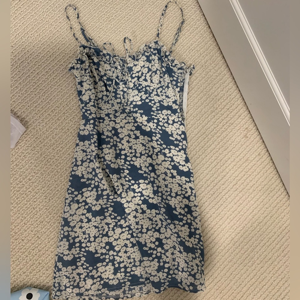 Blue and white flowered princess polly dress